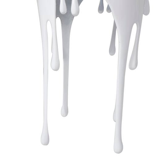 White Aluminum Drip Accent Table with Melting Designed Body